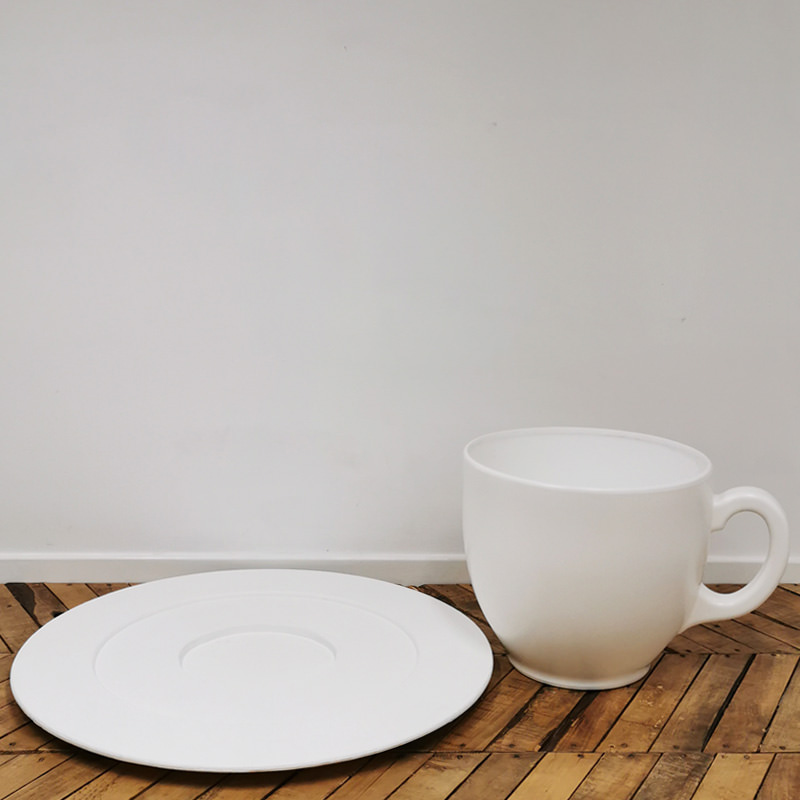 Giant White Teacup and Saucer  2